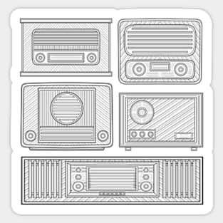 Classic Radio Line Art Sticker